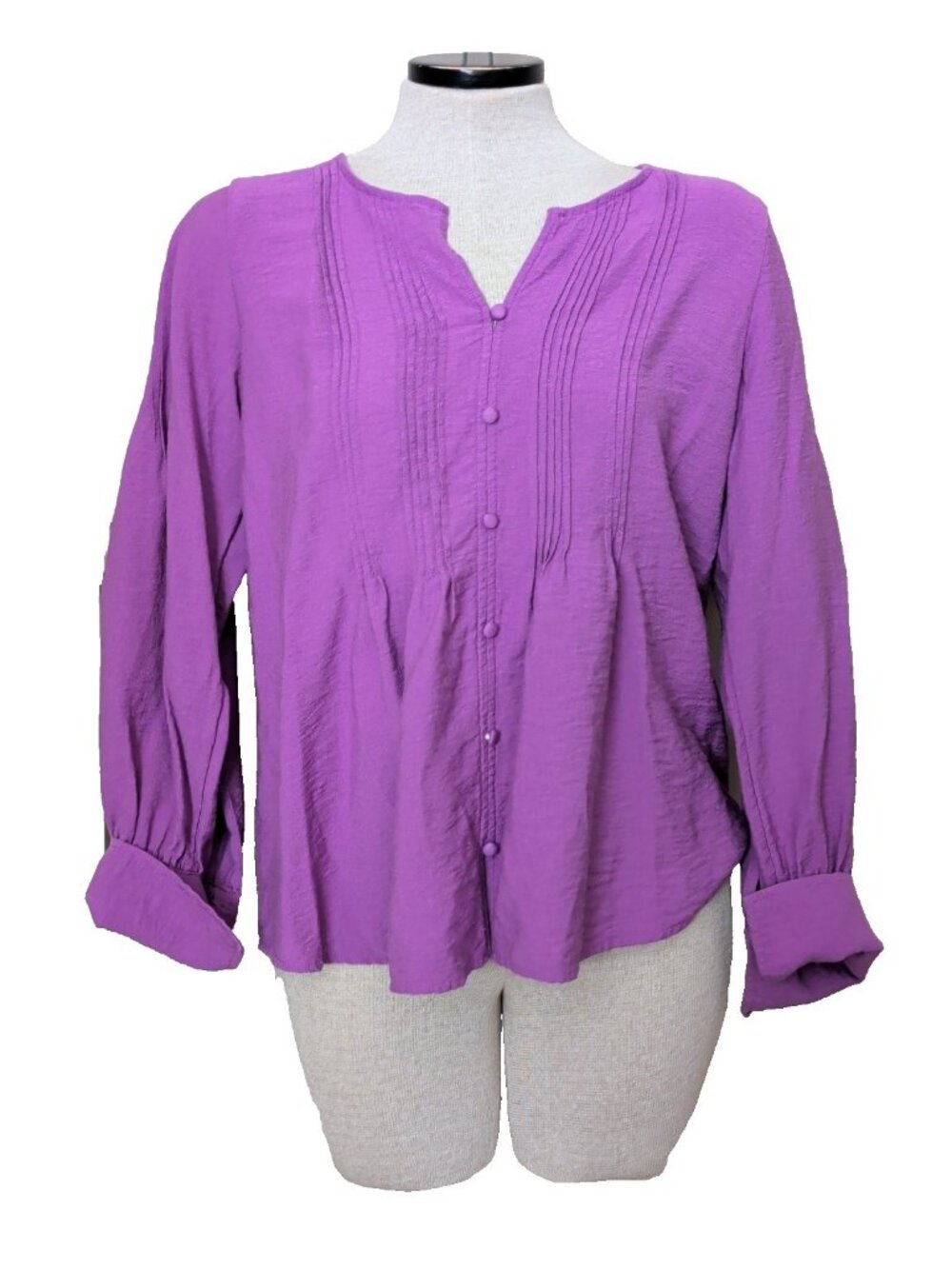 Simply Vera Wang Top Blouse Womens M Magenta Purple Lightweight-236lp